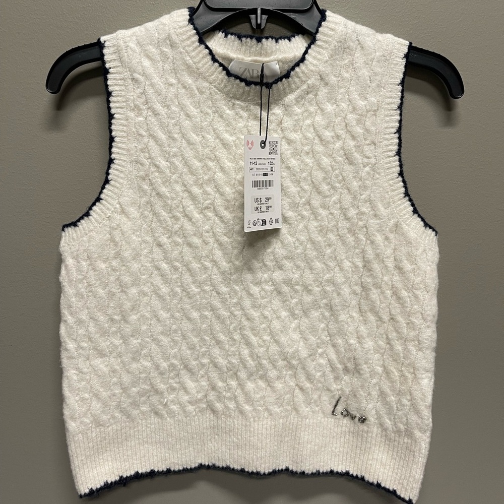 Zara White Cable Knit Tank Top